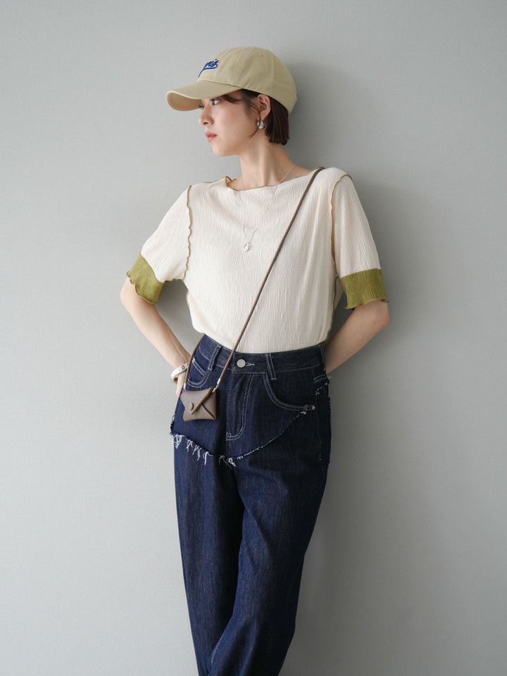 [套裝] 百褶配色船領套頭衫 + 可選配件套裝（2 套）