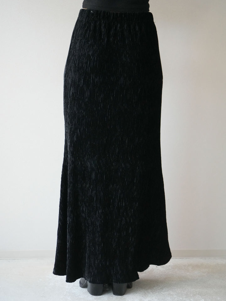 [予約]ベロアプリーツナロースカート/ブラック