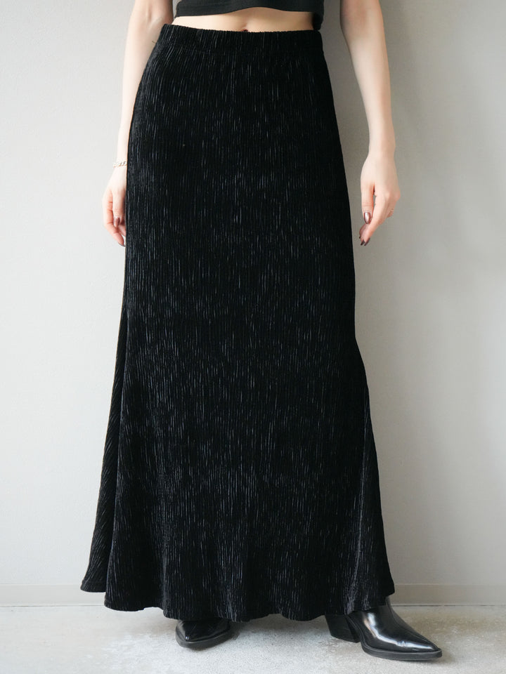 [予約]ベロアプリーツナロースカート/ブラック
