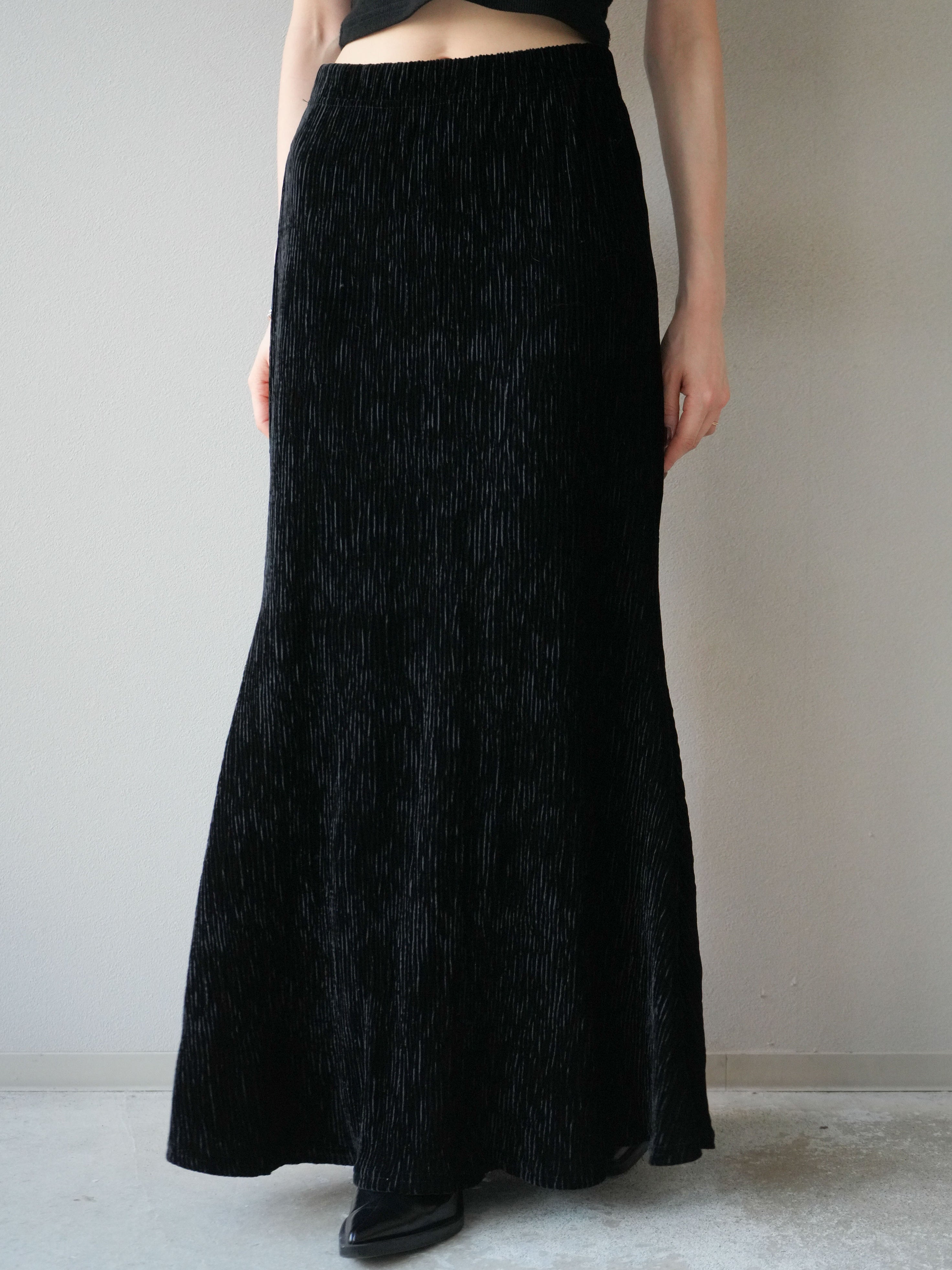予約]ベロアプリーツナロースカート/ブラック – Lumier