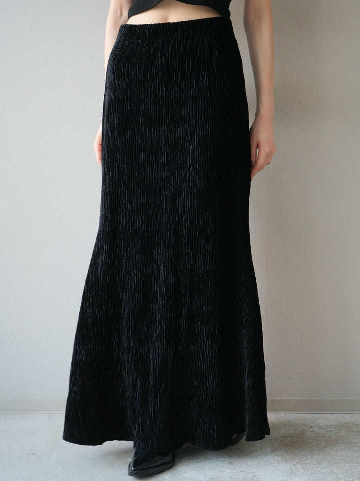 [予約]ベロアプリーツナロースカート/ブラック