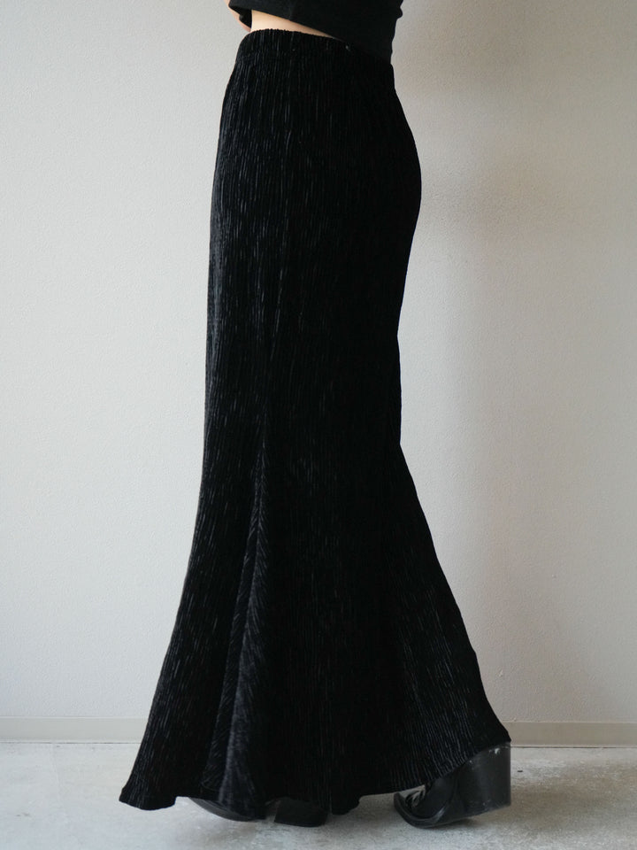 [予約]ベロアプリーツナロースカート/ブラック