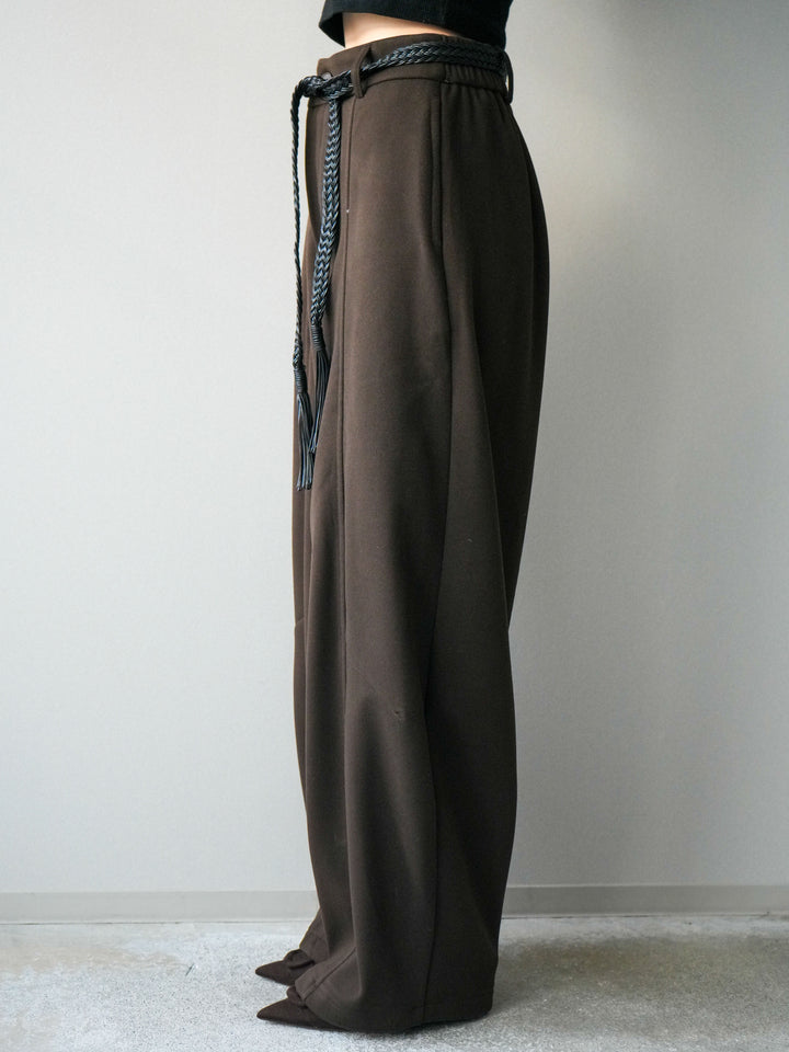 [予約]ベルト付裏起毛センターシームカーブパンツ/brown