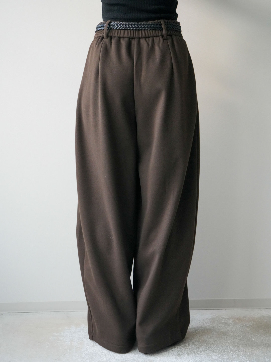 [予約]ベルト付裏起毛センターシームカーブパンツ/brown