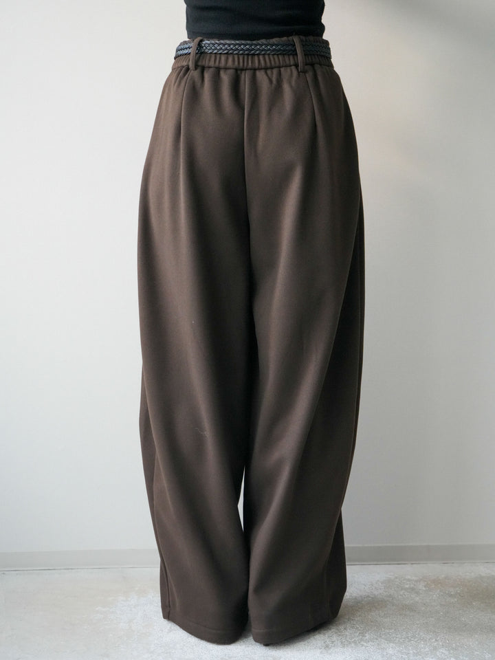 [予約]ベルト付裏起毛センターシームカーブパンツ/brown