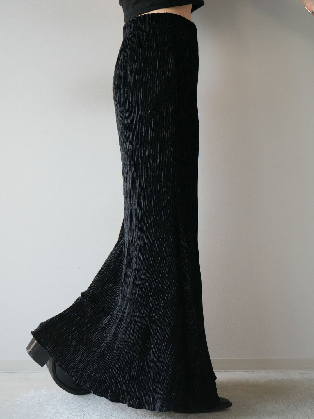 [予約]ベロアプリーツナロースカート/ブラック