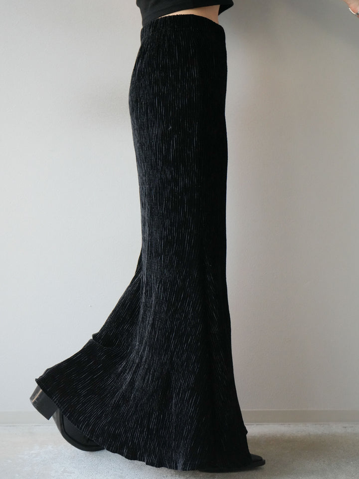 [予約]ベロアプリーツナロースカート/ブラック