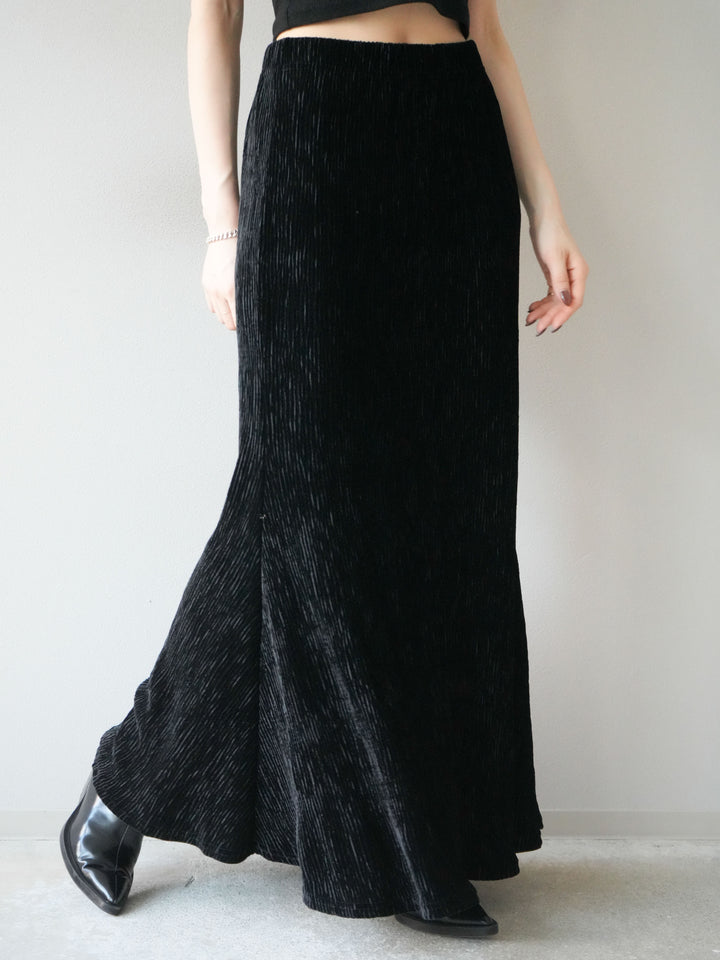 [予約]ベロアプリーツナロースカート/ブラック