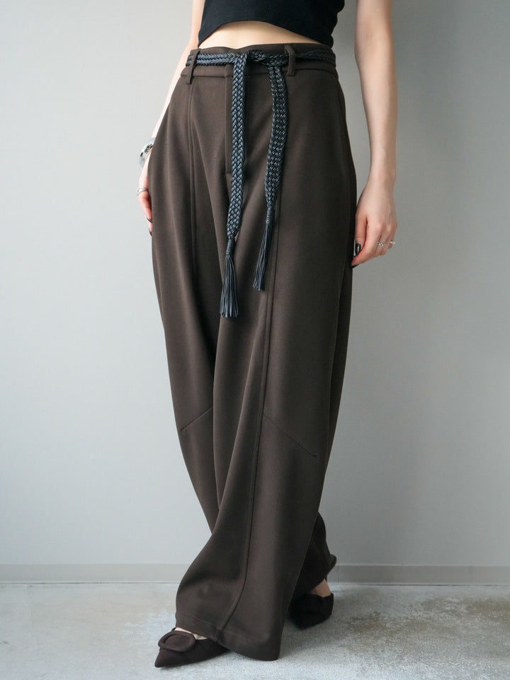 [予約]ベルト付裏起毛センターシームカーブパンツ/brown