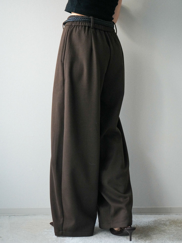 [予約]ベルト付裏起毛センターシームカーブパンツ/brown