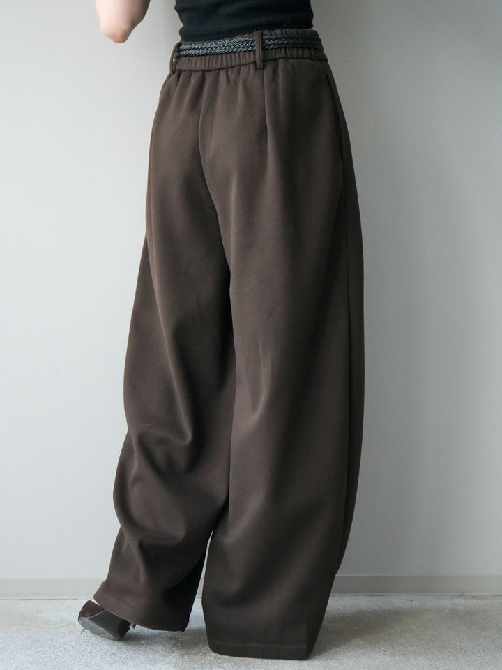 [予約]ベルト付裏起毛センターシームカーブパンツ/brown