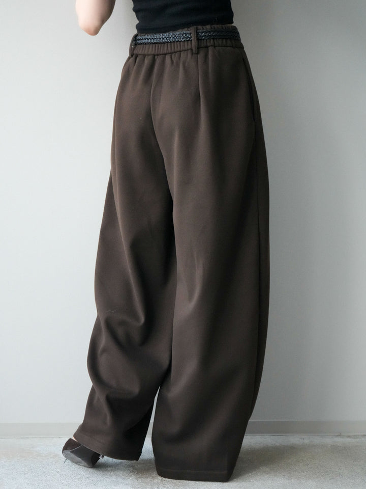 [予約]ベルト付裏起毛センターシームカーブパンツ/brown