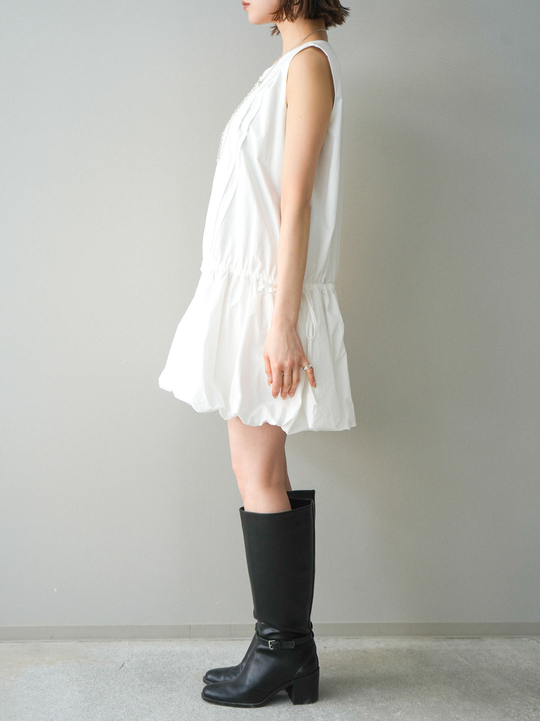 [予約]ノースリバルーンミニワンピース/white