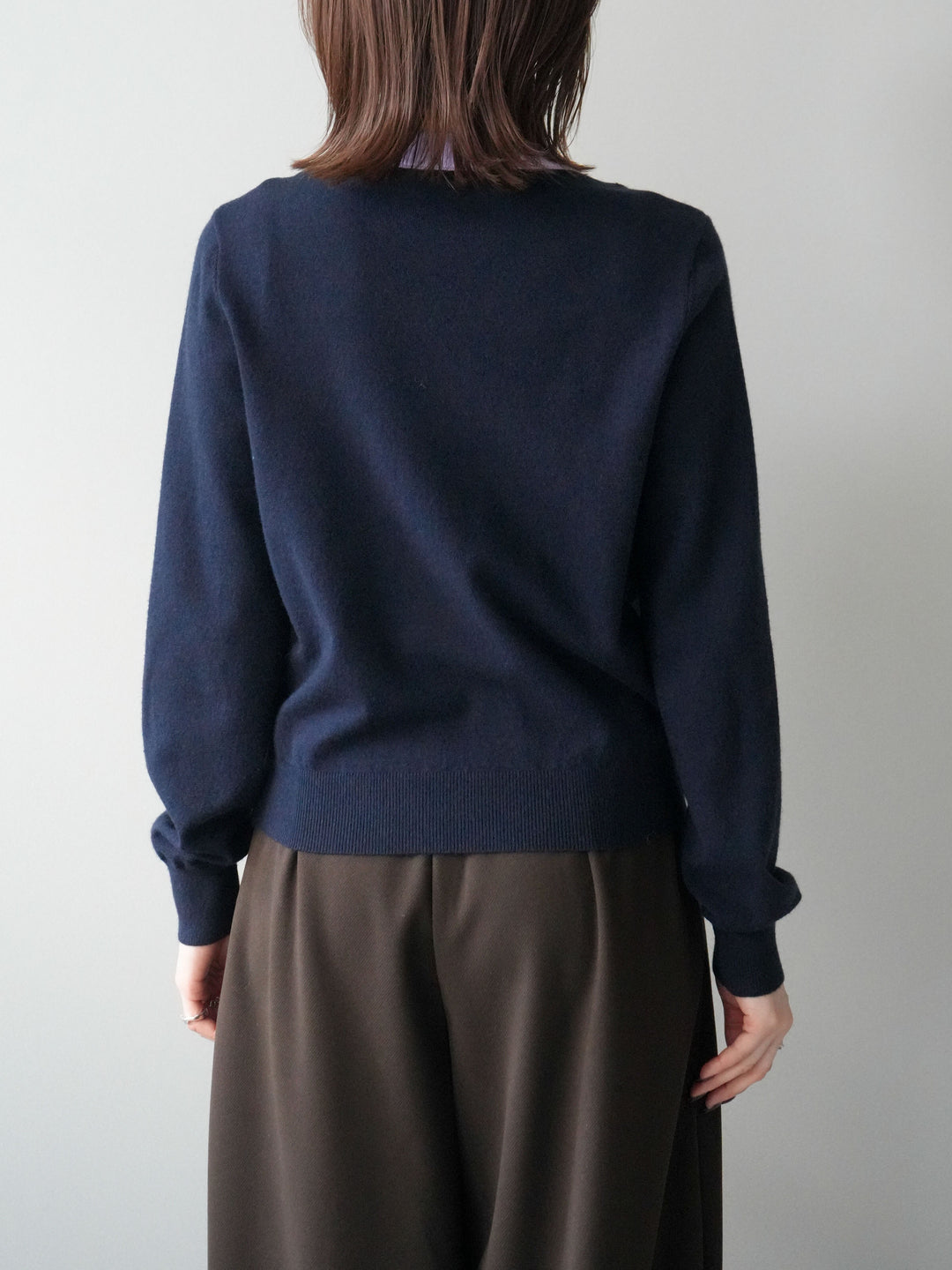 [予約]配色レイヤードフリルデザインニットカーディガン/black