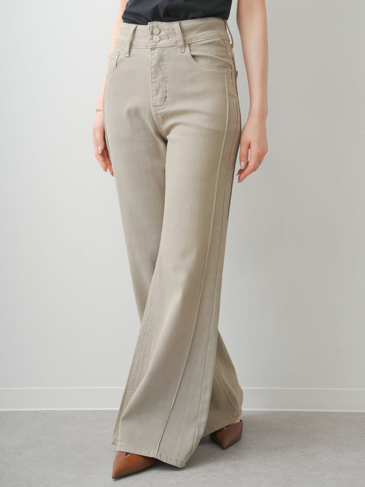 [予約]センターシームフレアワイドパンツ/beige