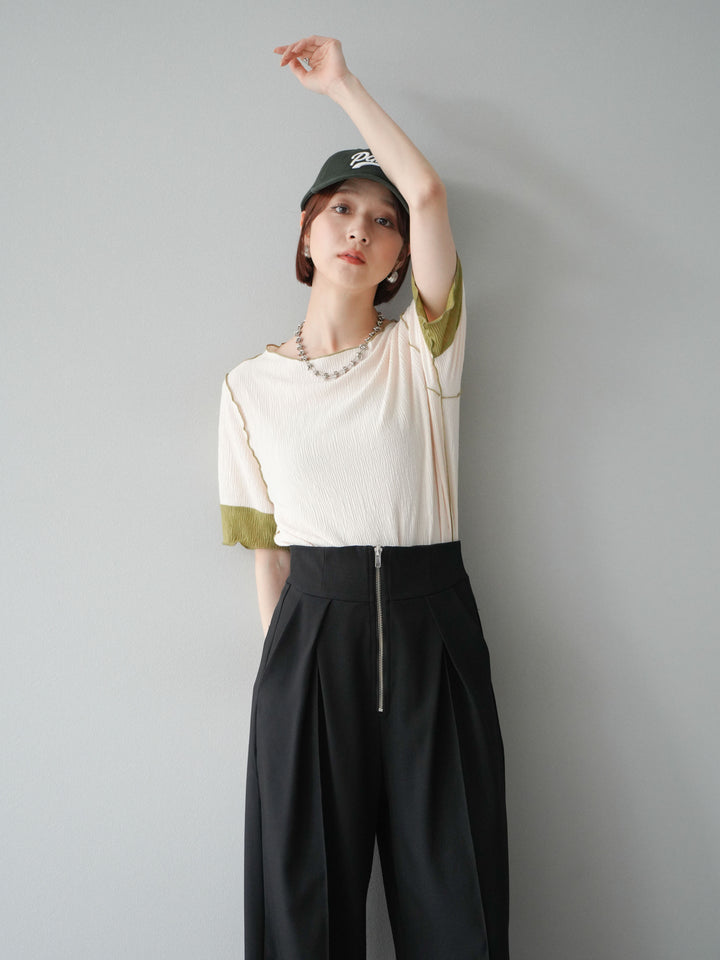 [套裝] 百褶配色船領套頭衫 + 可選配件套裝（2 套）