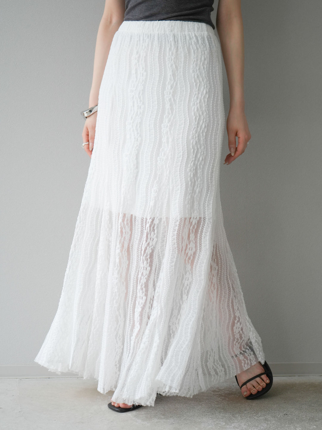 [予約]レースナロースカート/ホワイト