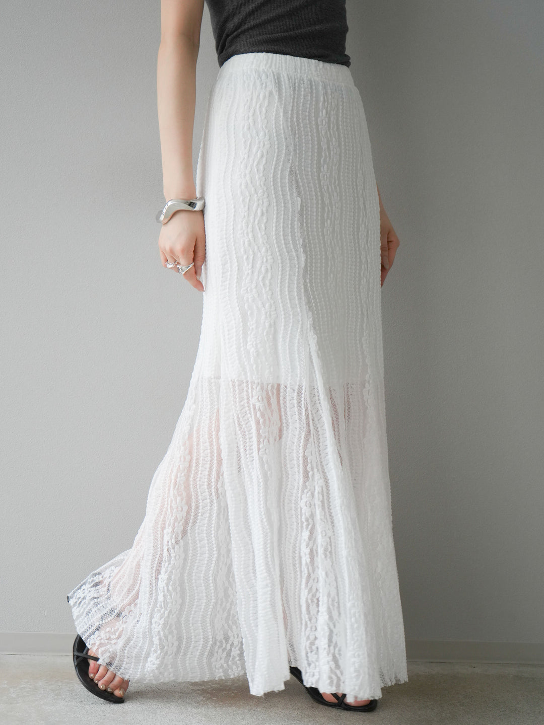 [予約]レースナロースカート/ホワイト
