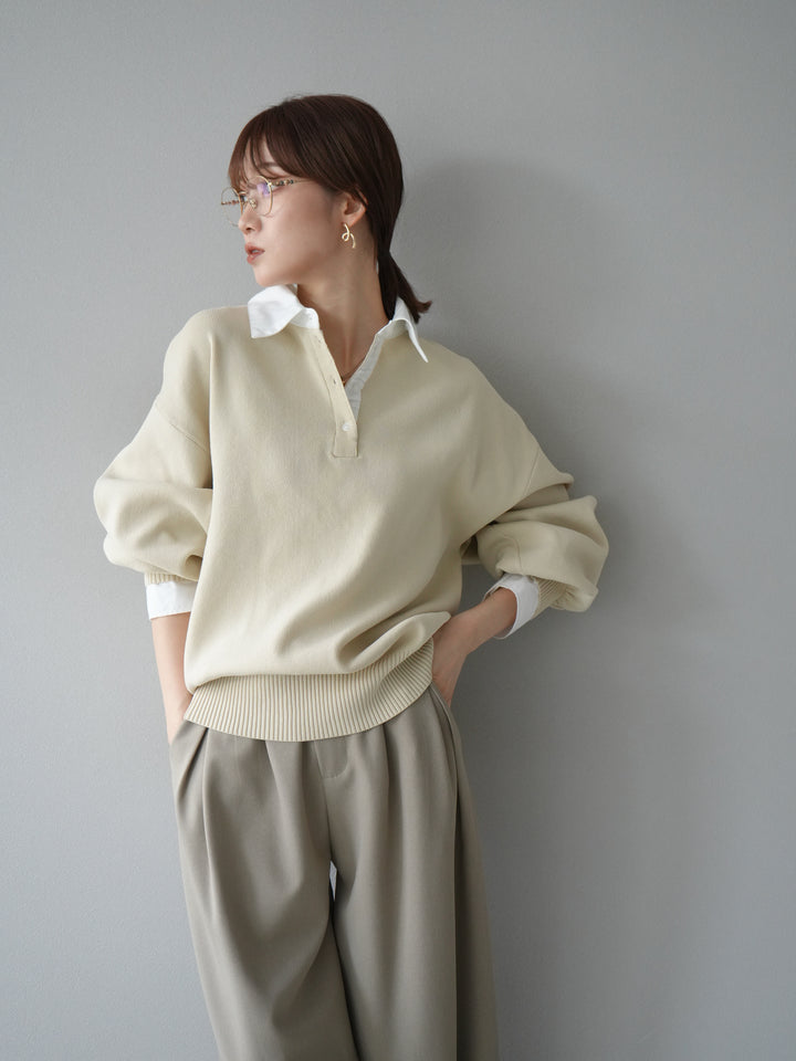 [SET]襟付きポロニットプルオーバー+選べるアクセセット(2set)