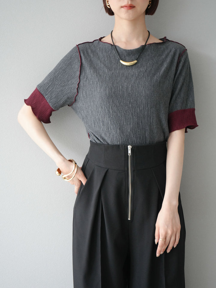 [套裝] 百褶配色船領套頭衫 + 可選配件套裝（2 套）