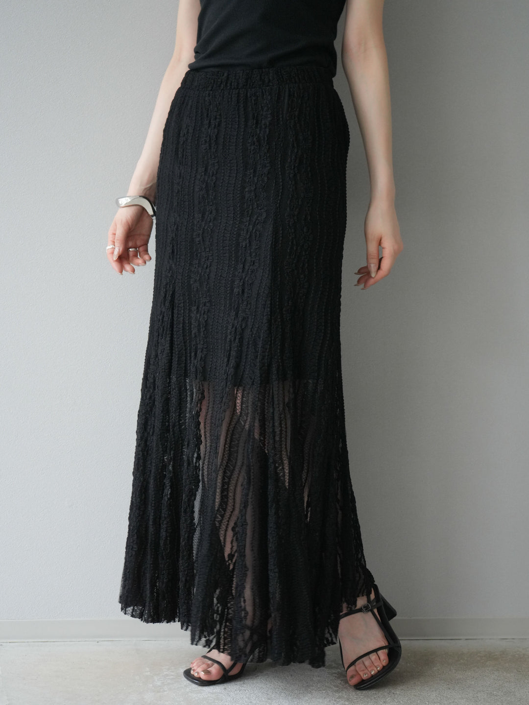 【預購】蕾絲窄裙/黑色