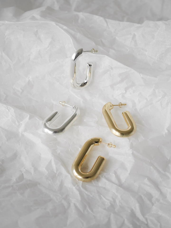 [予約]スクエアマットフープピアス/gold