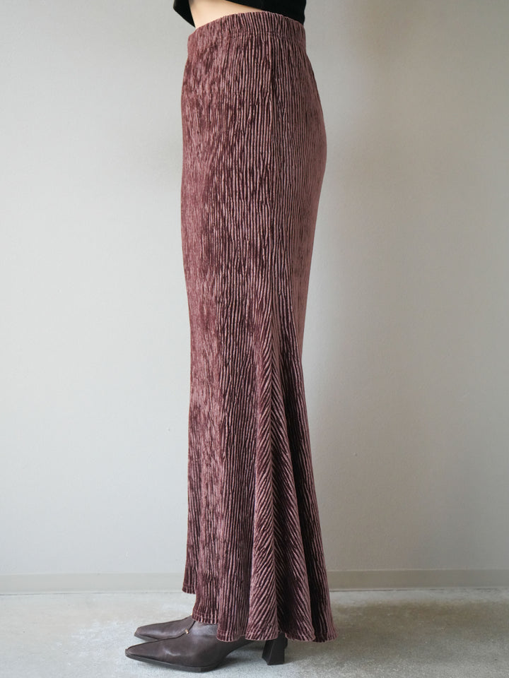 [予約]ベロアプリーツナロースカート/ボルドー