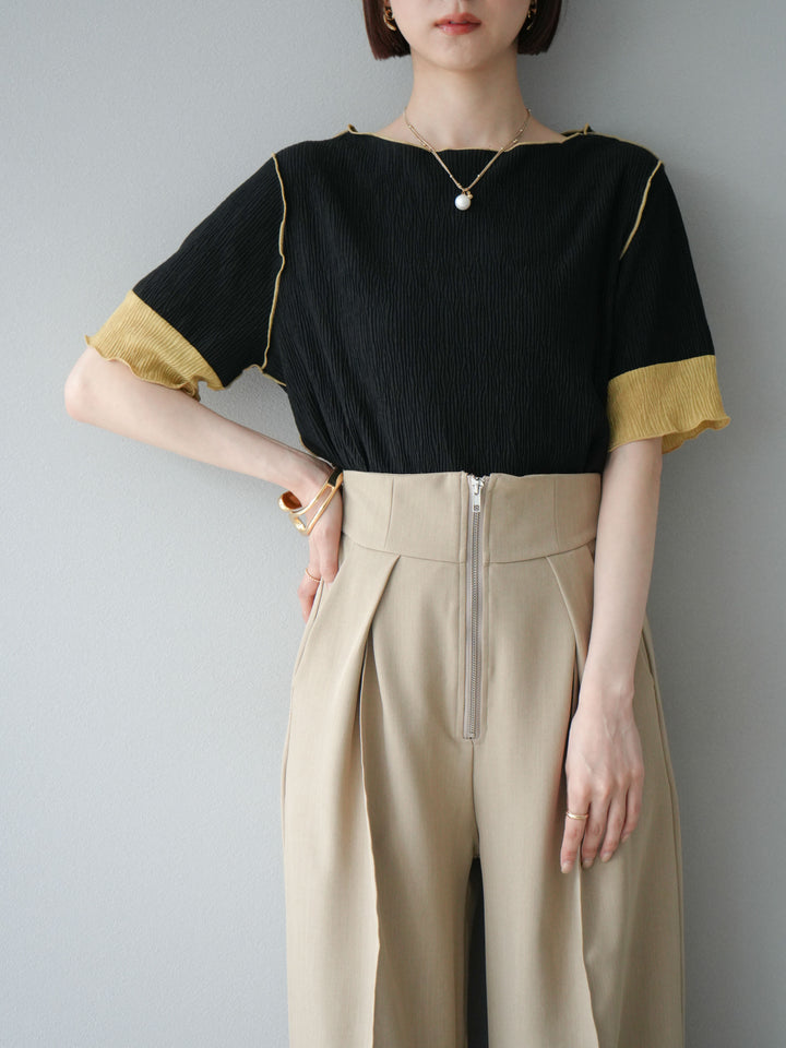 [套裝] 百褶配色船領套頭衫 + 可選配件套裝（2 套）