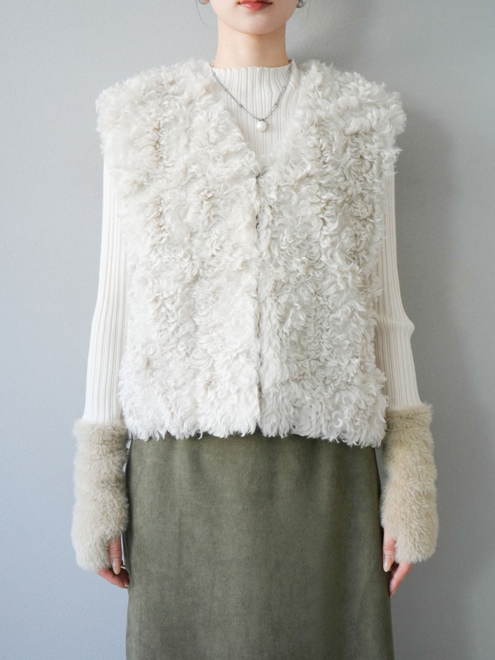 [予約]プードルファーショートベスト/エクリュ