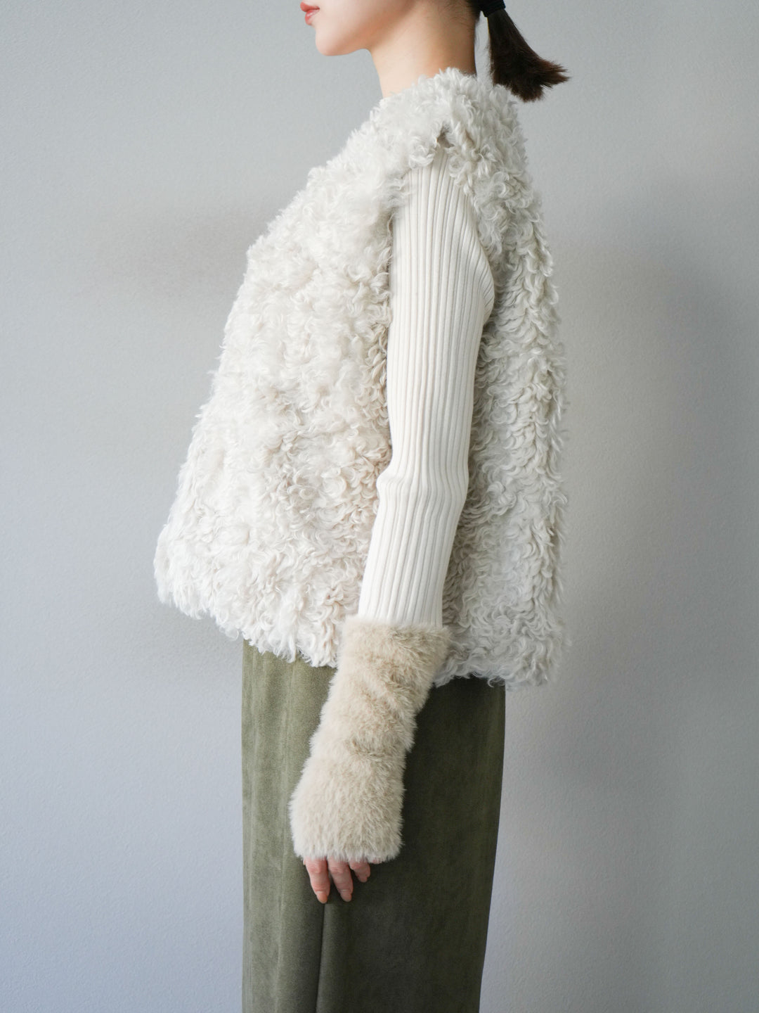 [予約]プードルファーショートベスト/エクリュ