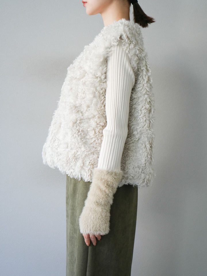 [予約]プードルファーショートベスト/エクリュ