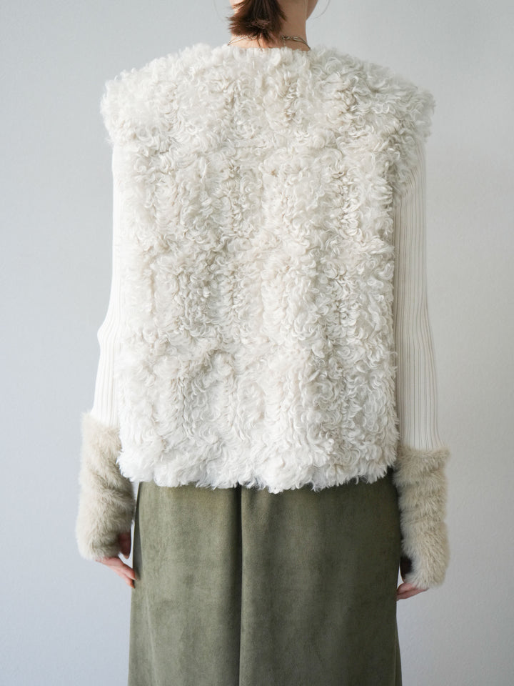 [予約]プードルファーショートベスト/エクリュ