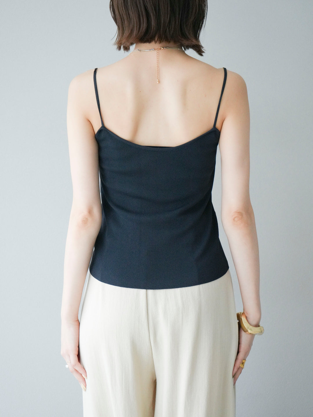 [予約]レーヨンニットキャミソール/チャコール