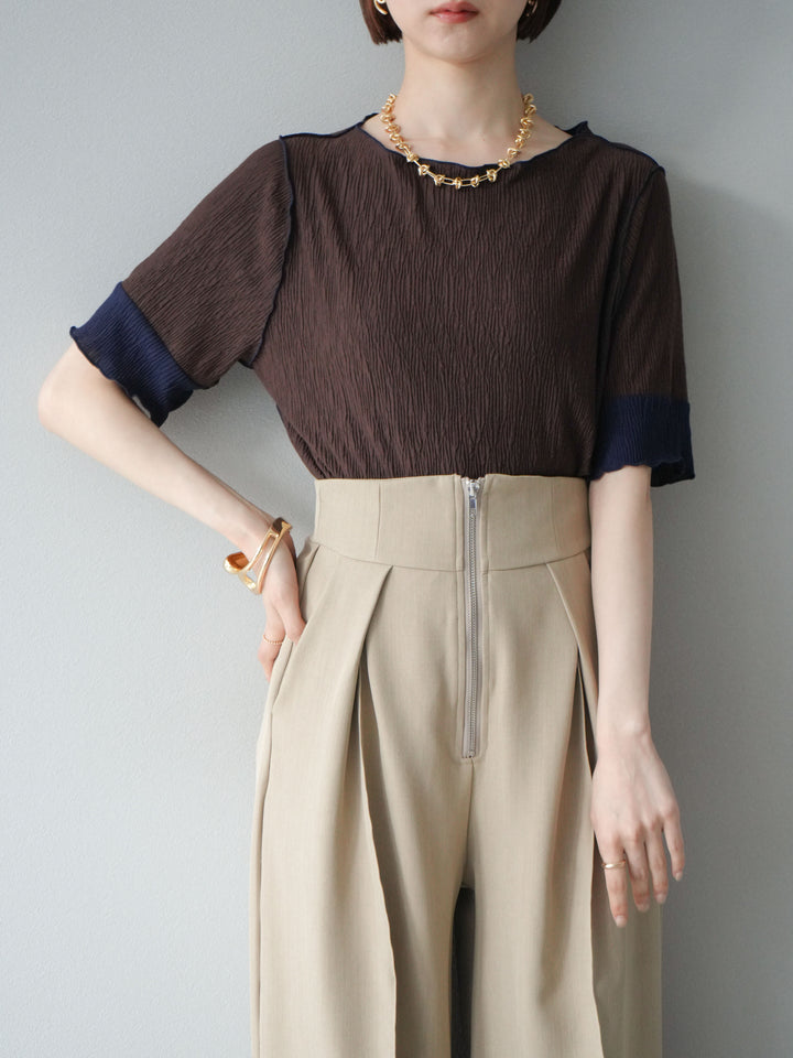 [套裝] 百褶配色船領套頭衫 + 可選配件套裝（2 套）