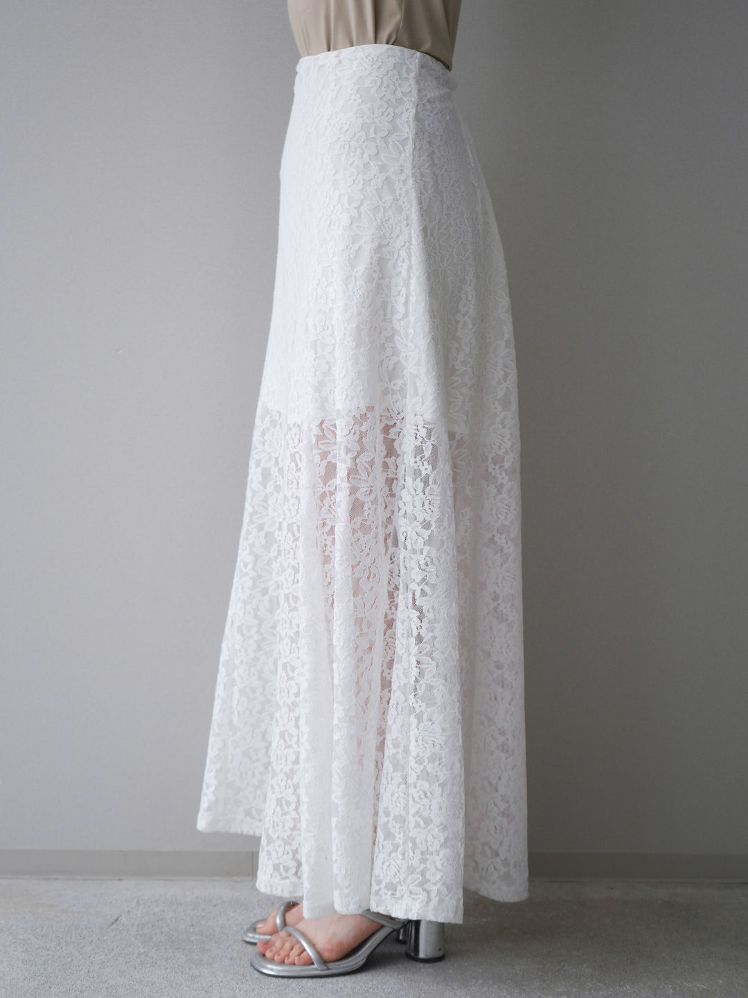 [予約]レースナロースカート/white
