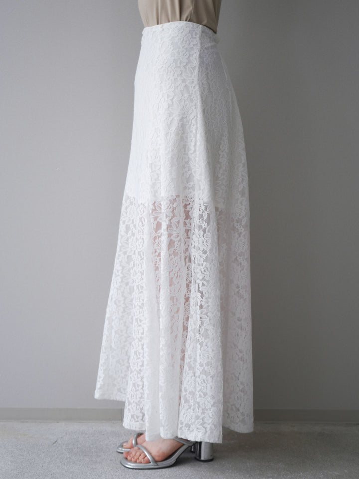 [予約]レースナロースカート/white