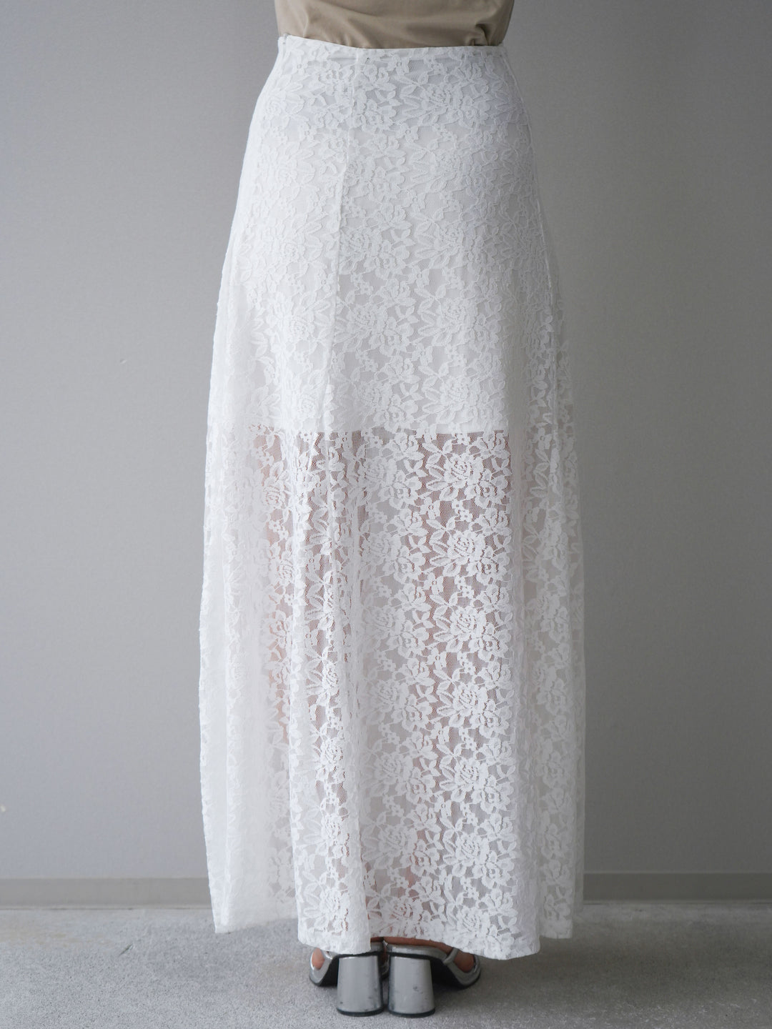 [予約]レースナロースカート/white