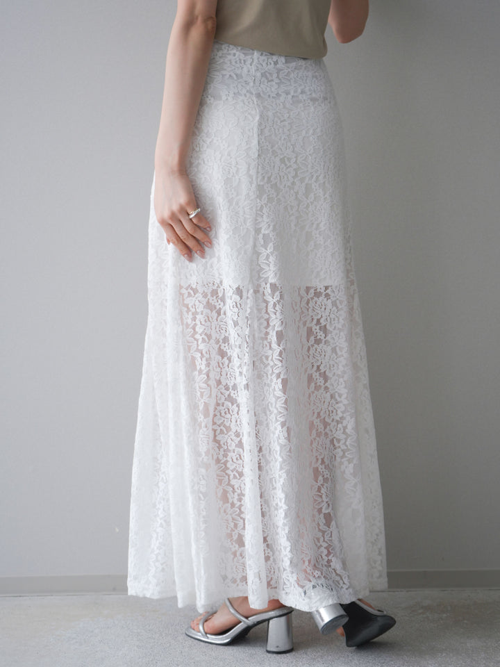 [予約]レースナロースカート/white