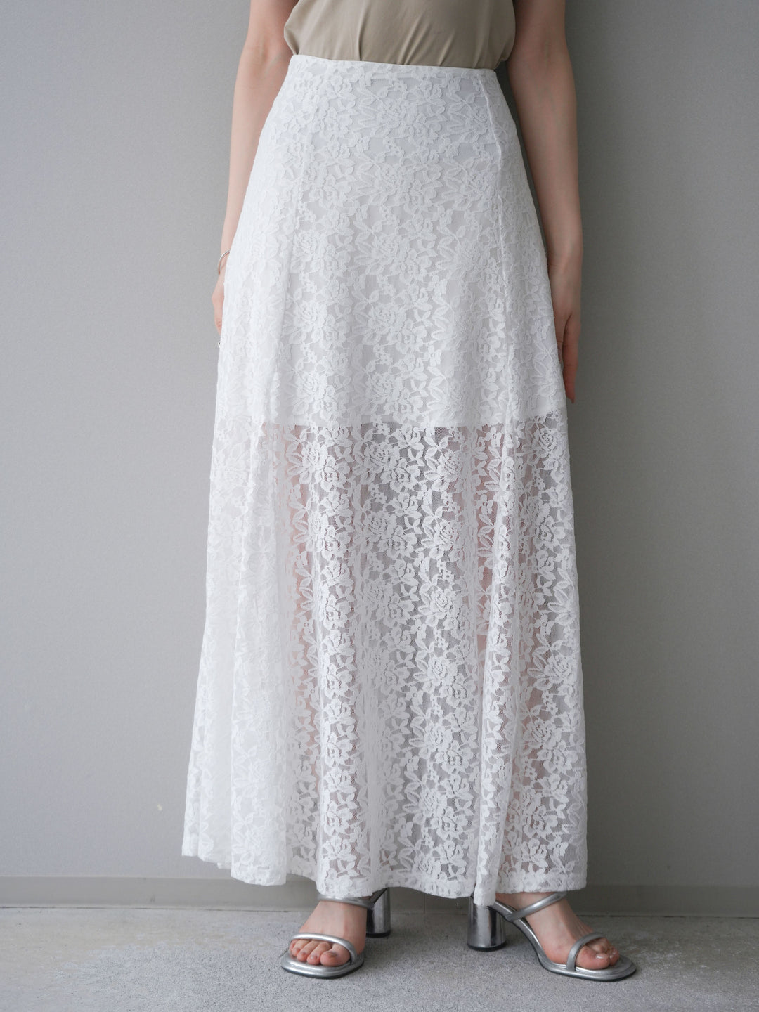 [予約]レースナロースカート/white