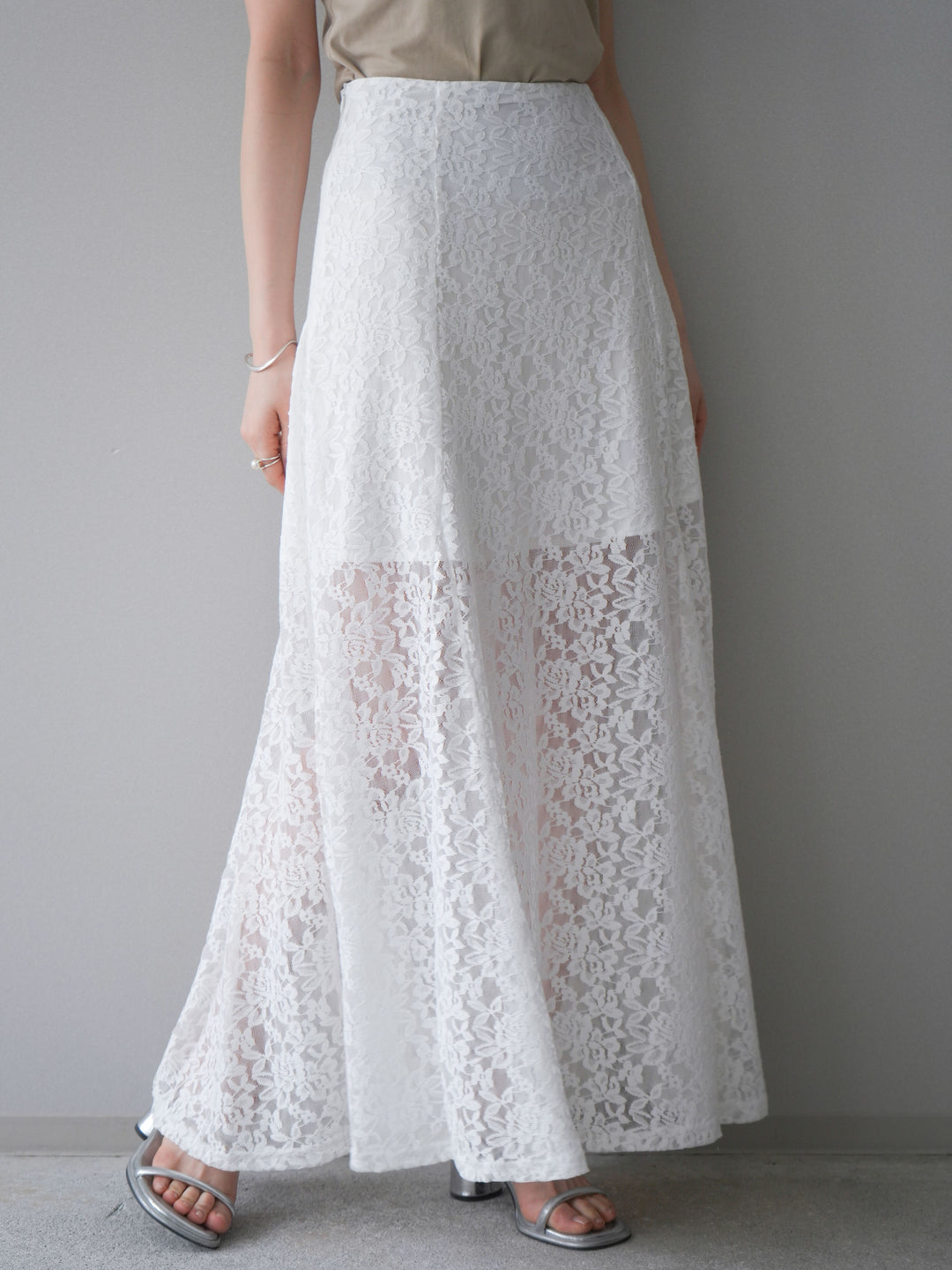 [予約]レースナロースカート/white