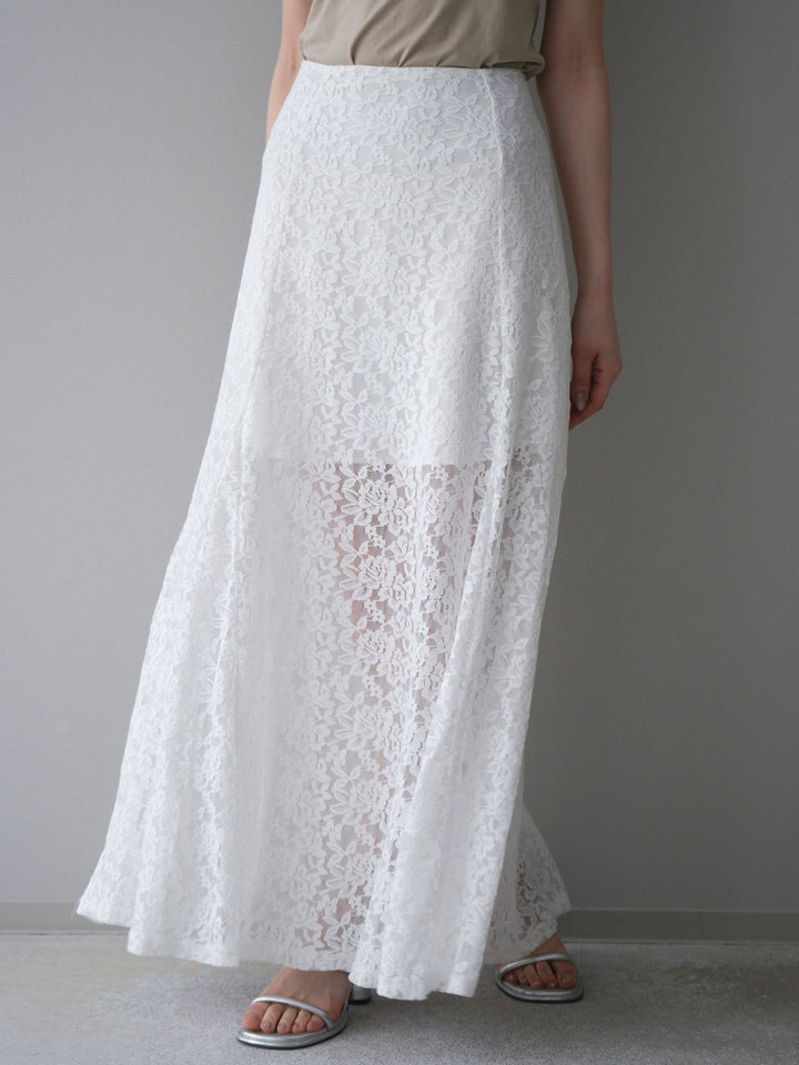 [予約]レースナロースカート/white