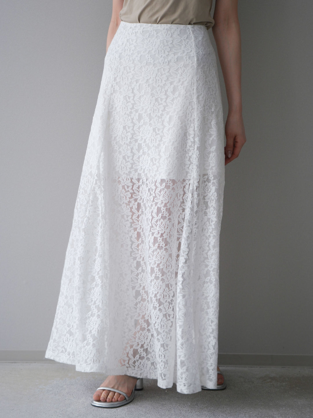 [予約]レースナロースカート/white
