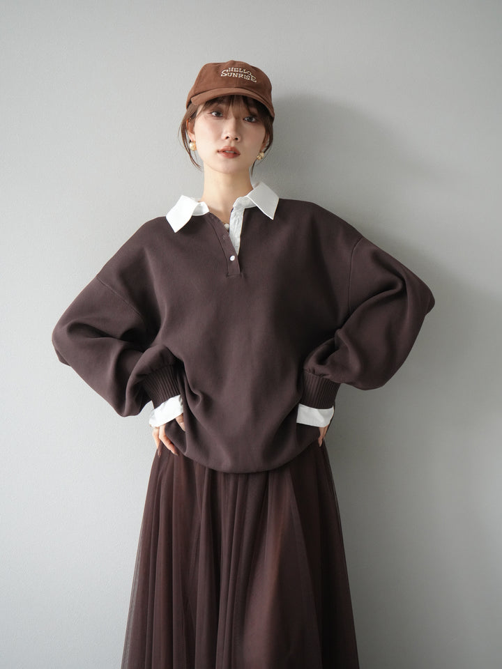 [SET]襟付きポロニットプルオーバー+選べるアクセセット(2set)