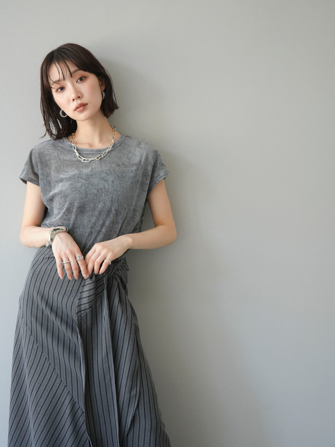 [予約]シアーベロアプルオーバー/チャコール