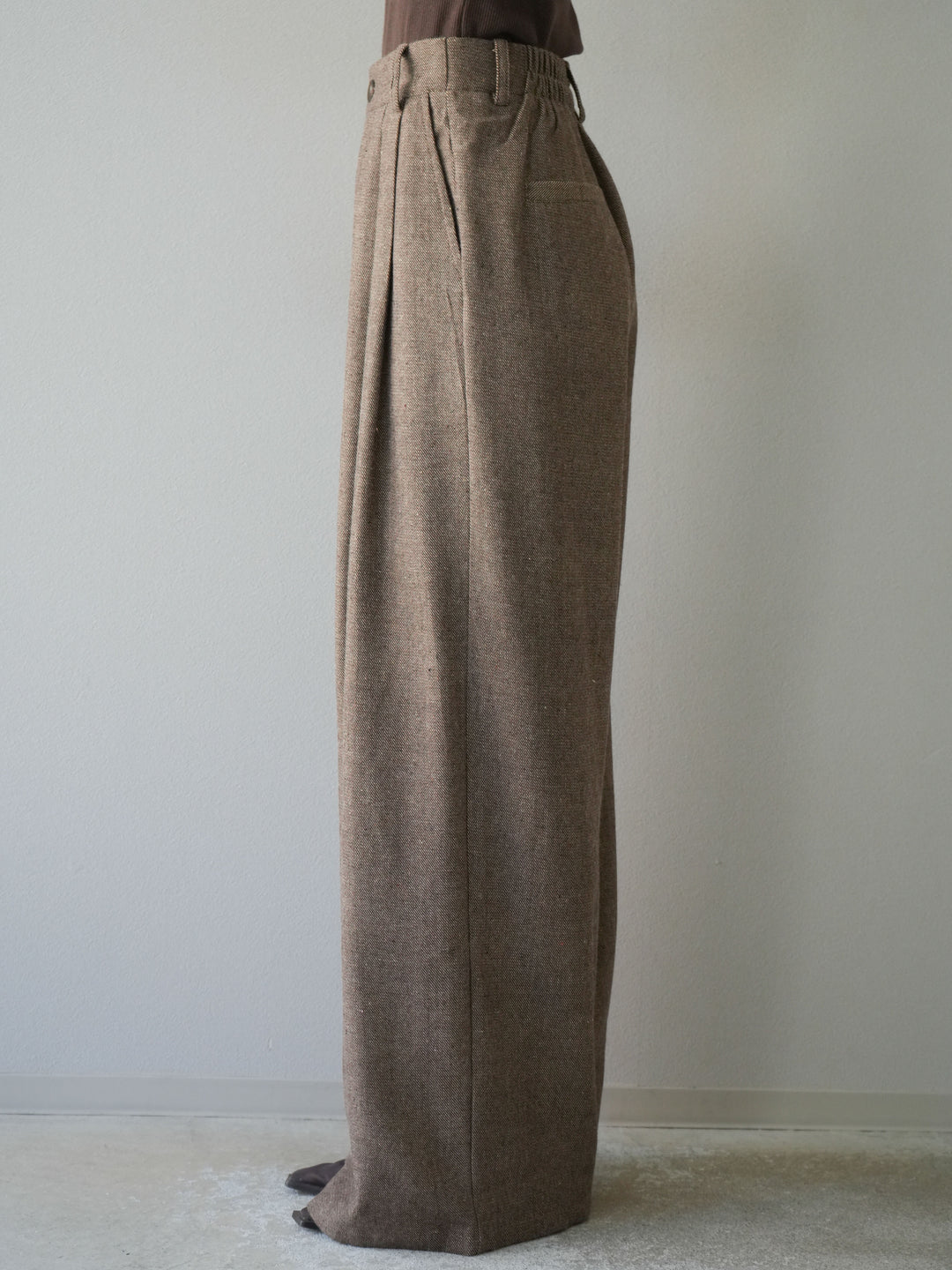 [予約]ツイードタッチタックワイドパンツ/ブラウン