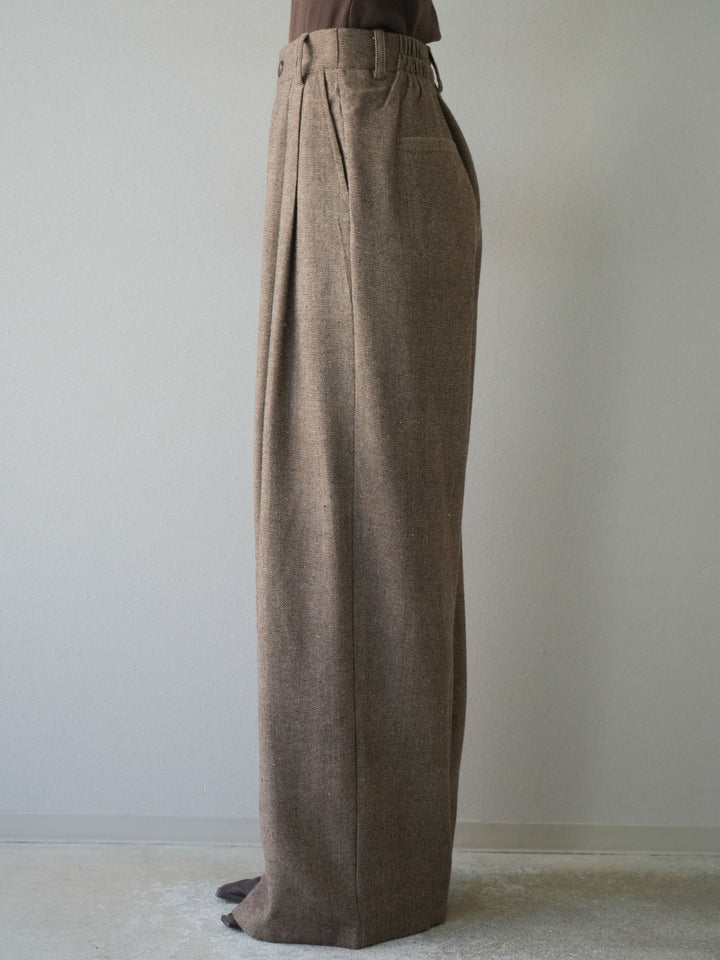 [予約]ツイードタッチタックワイドパンツ/ブラウン