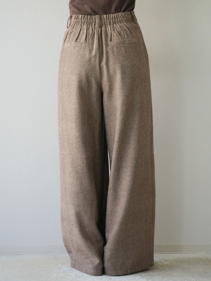 [予約]ツイードタッチタックワイドパンツ/ブラウン