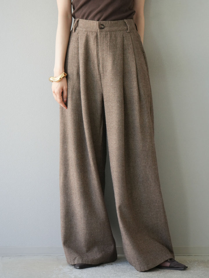 [予約]ツイードタッチタックワイドパンツ/ブラウン