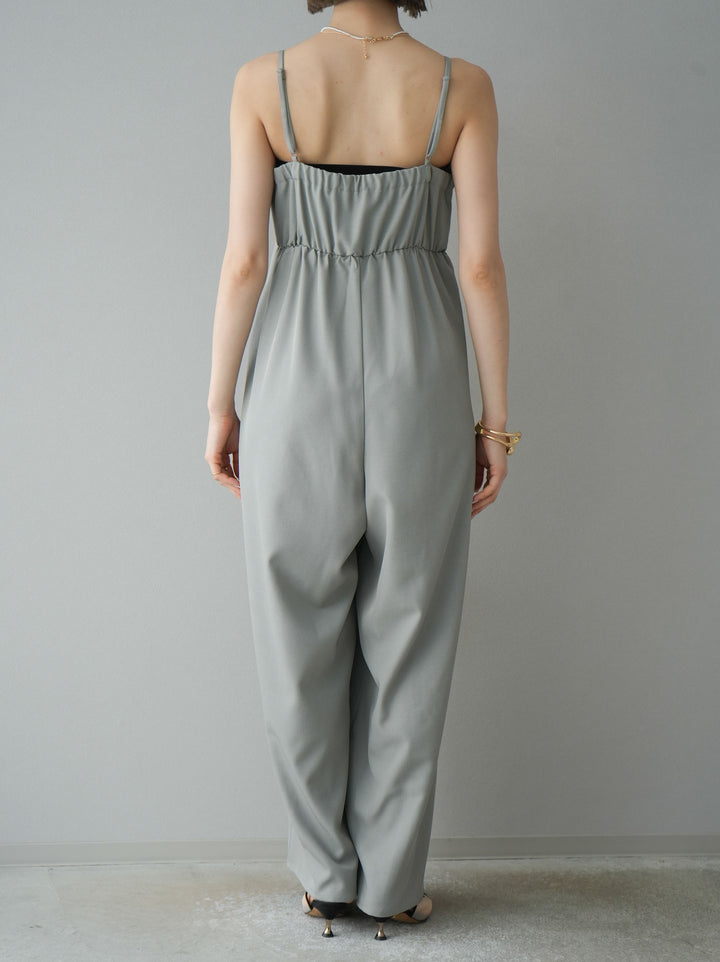 [預訂] 薄紗荷葉邊背心 x 連身套裝/灰色