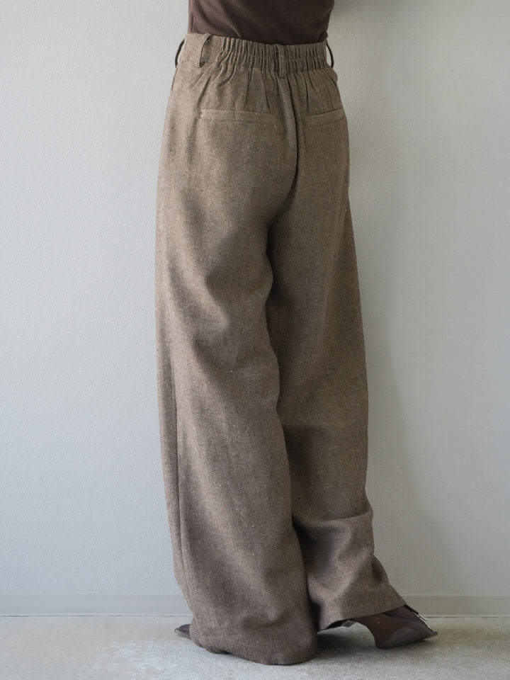 [予約]ツイードタッチタックワイドパンツ/ブラウン